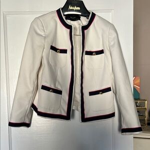 Zara Black and White Blazer with Elegant Trim